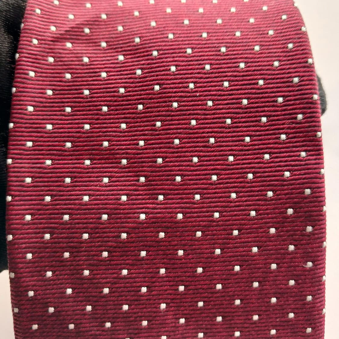 루이까또즈 실크 버건디 도트 슬림 넥타이 7.6cm A+등급 A18589 상품이미지6