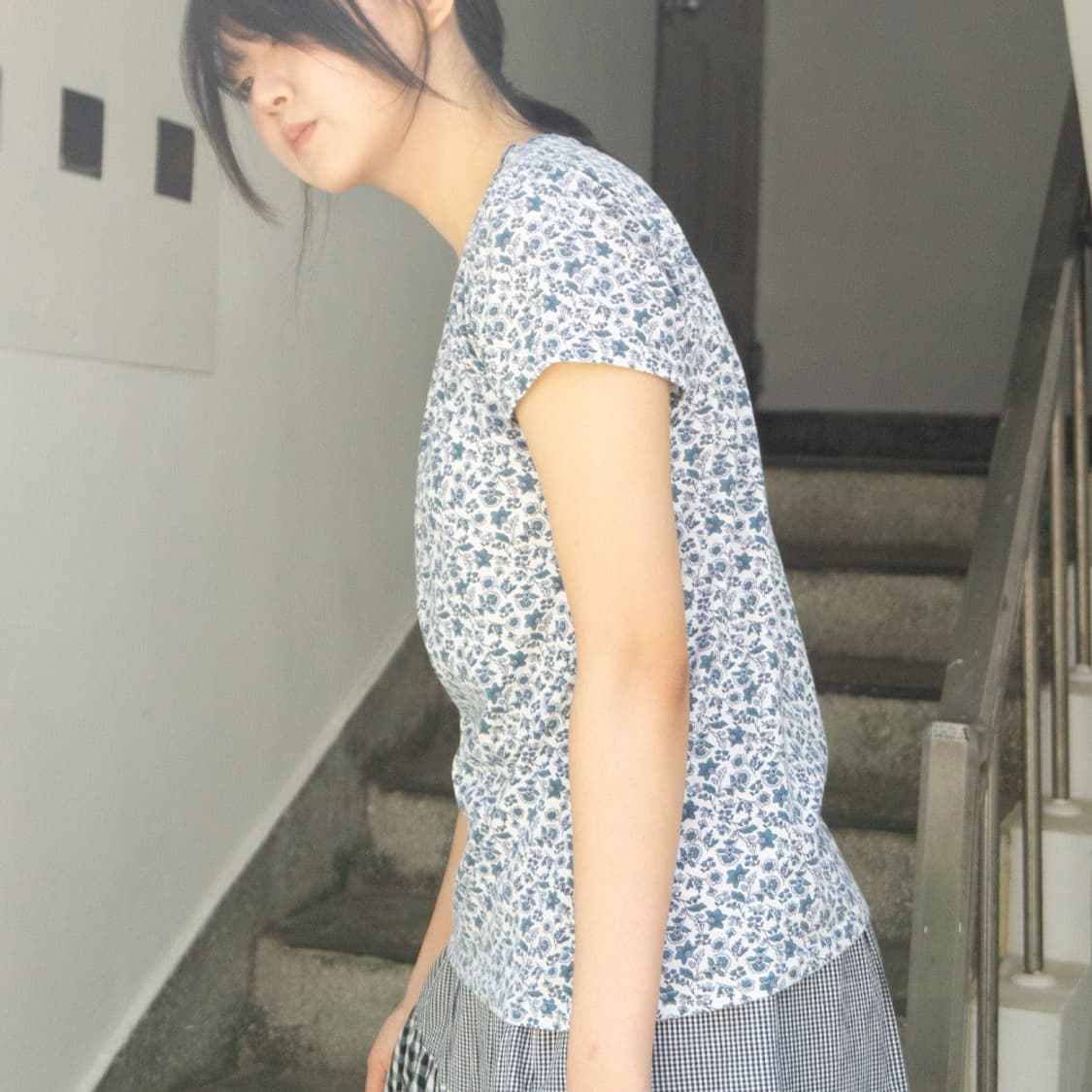 블루 빈티지 플라워 티 상품이미지1