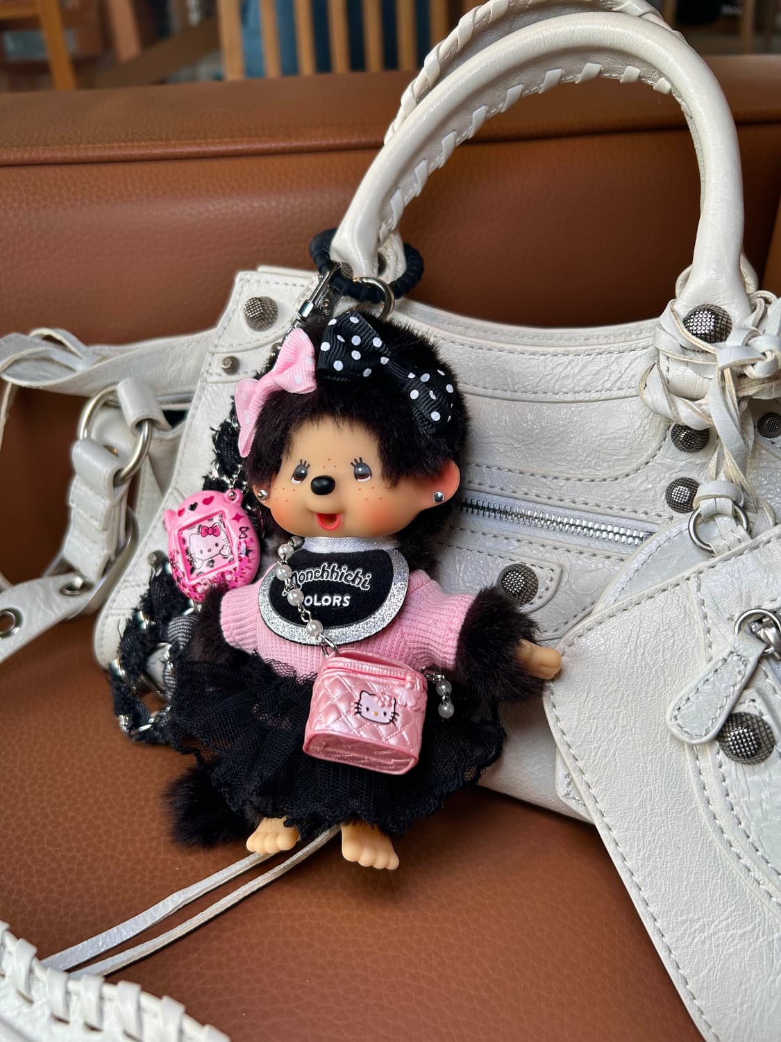 (87)💖정품몬치치커스텀키링키티무드😸핑크블랙리본🎀 상품이미지4