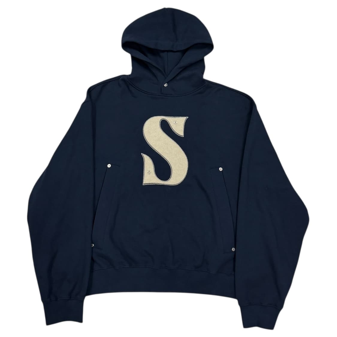 세터 리벳 아플리케 포켓 로고 스웻 후드티 네이비 M 상품이미지1