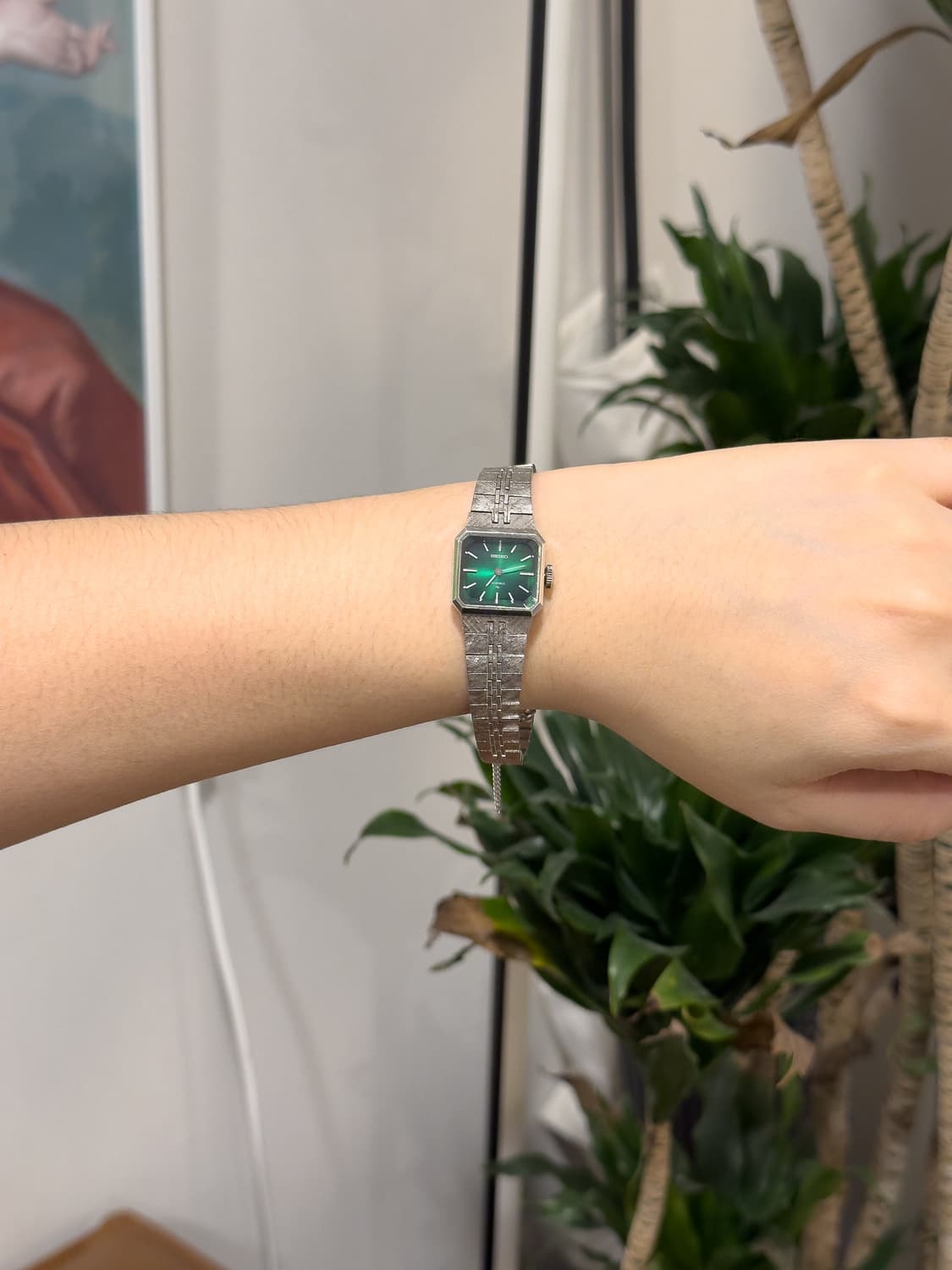 [레어]세이코 그린 그라데이션 컷글라스 20석 수동 시계 17-3330 상품이미지2