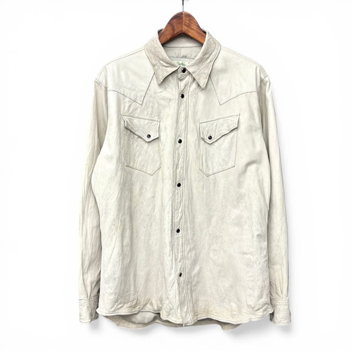 90's Fine Sportswear 카우 레더 셔츠 상품이미지1