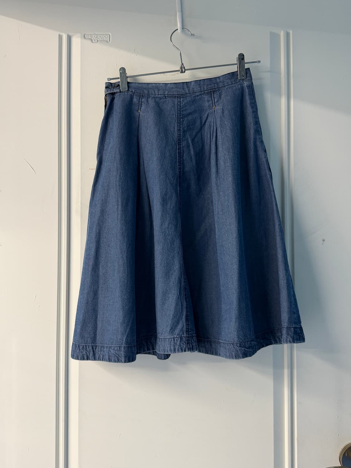 일본빈티지 데님 핀턱 미디스커트 상품이미지7