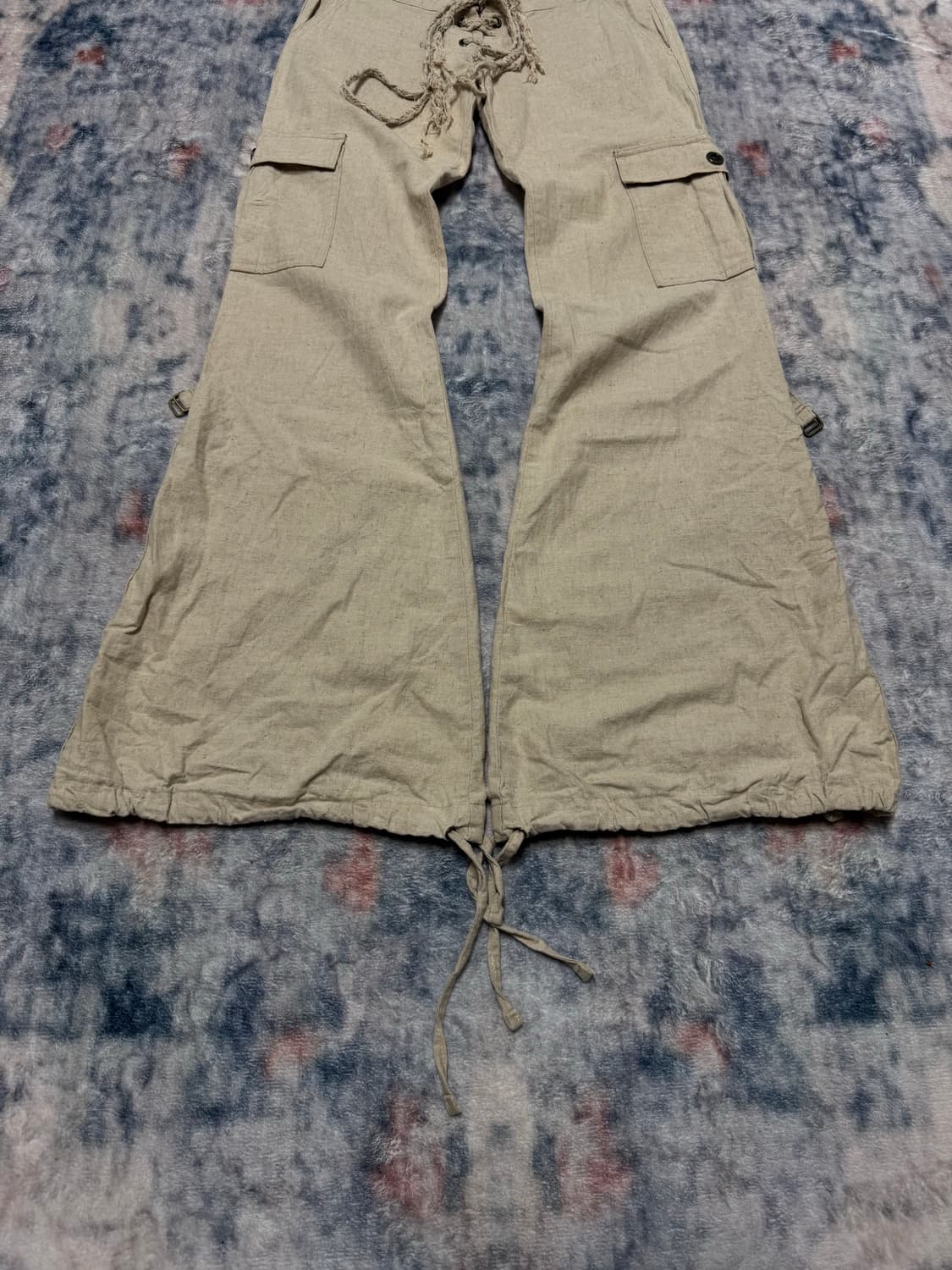 Goa race up boot cut linen cargo pants 상품이미지5