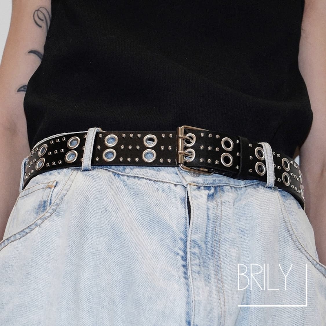 [Unisex] ROAD 아일렛 스터드 y2k 레트로 가죽 벨트 상품이미지3