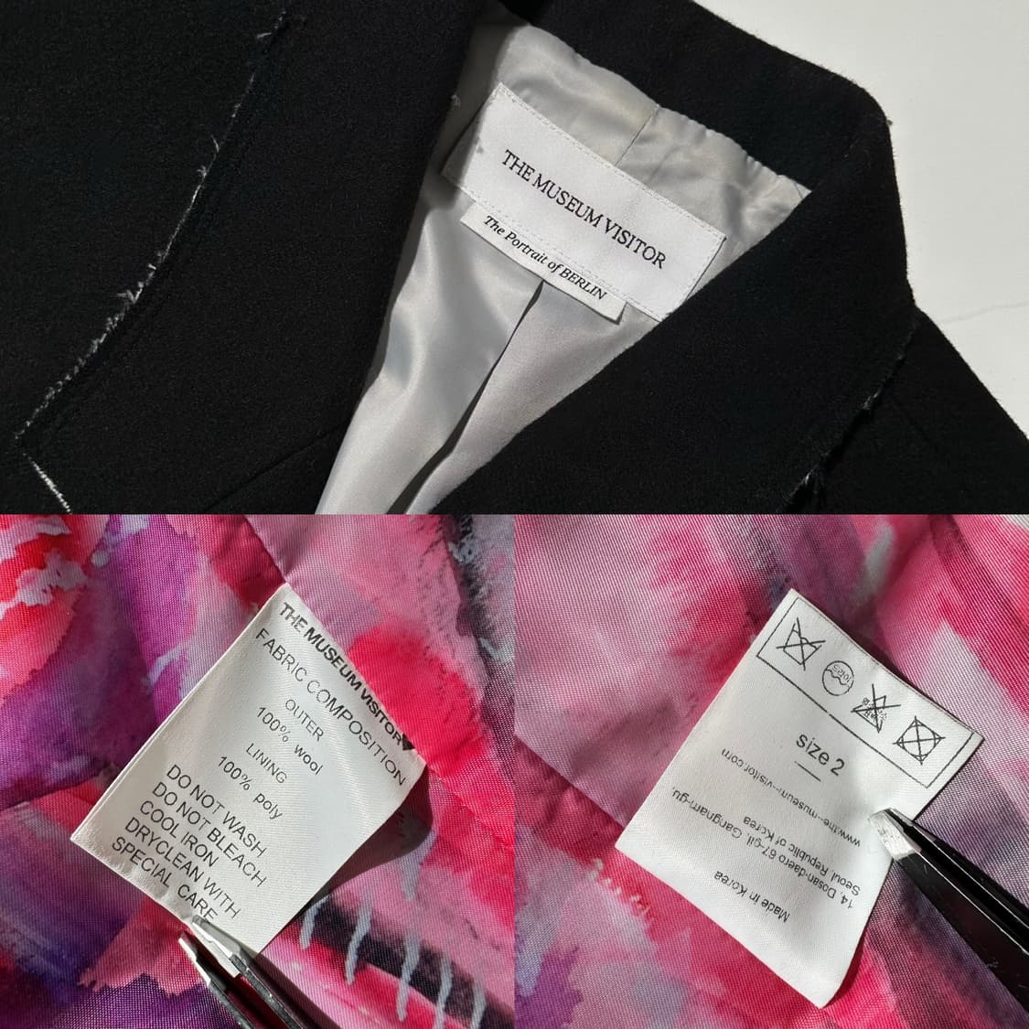 더 뮤지엄 비지터 블루밍 로우 엣지 울 코트 블랙 상품이미지10