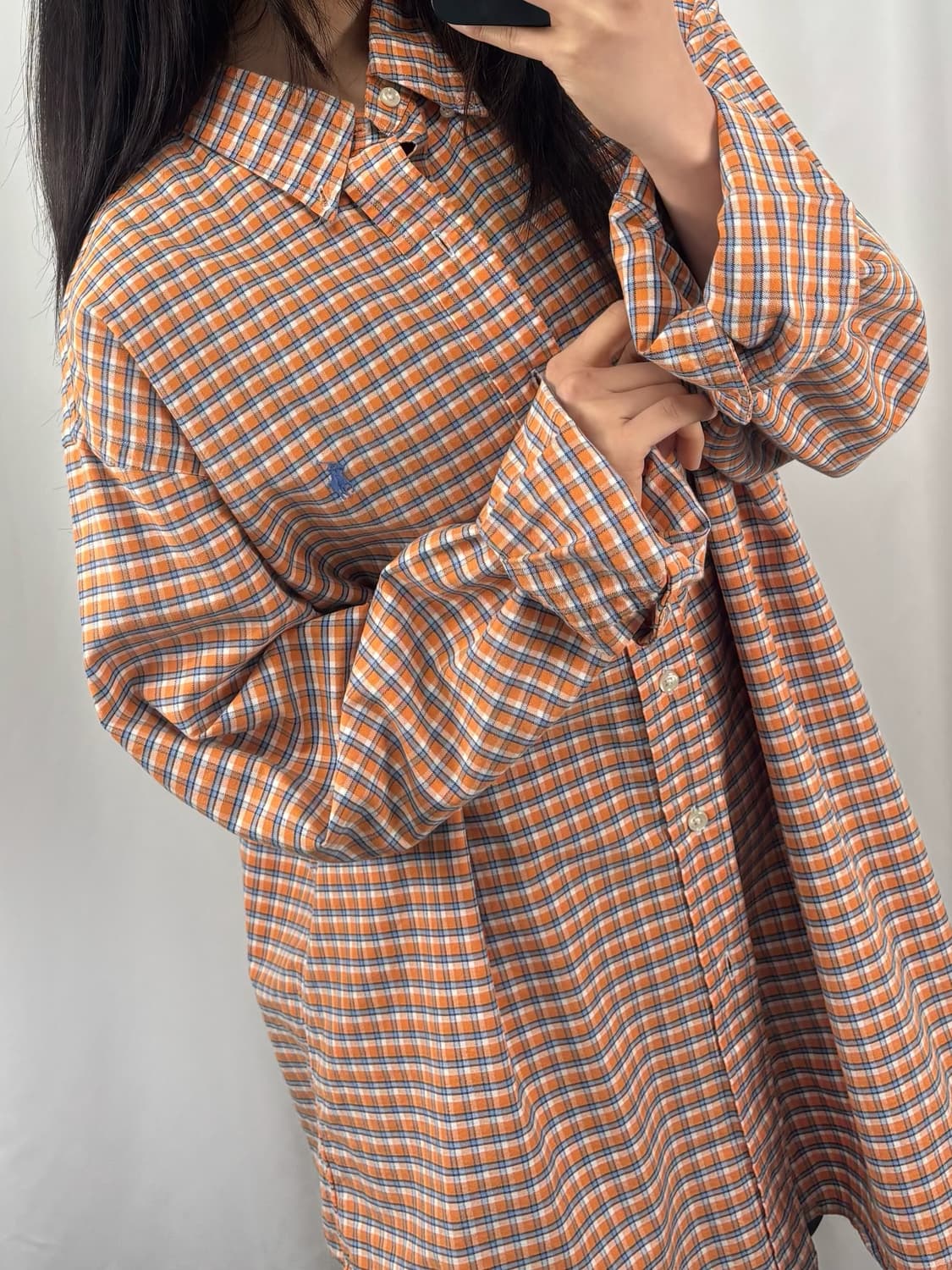 폴로 오렌지 체크 셔츠 상품이미지4