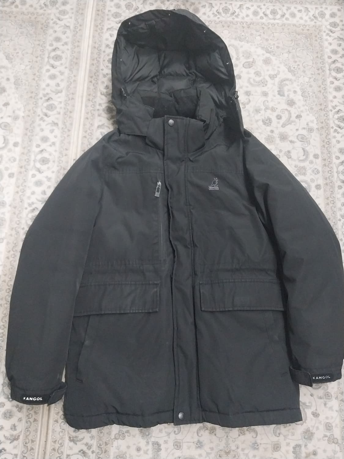 캉골 블랙 후드 패딩 점퍼 M (후드분리됨) 상품이미지1