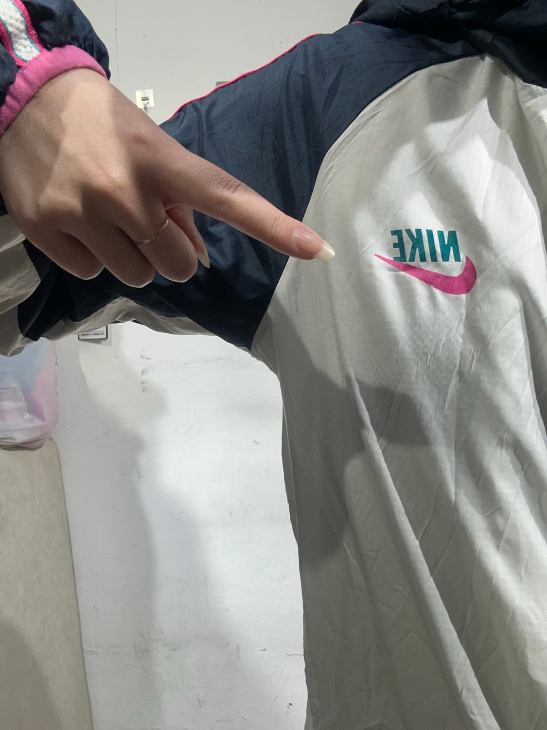 나이키 화이트 네이비 후드 트랙탑 져지 M 상품이미지4