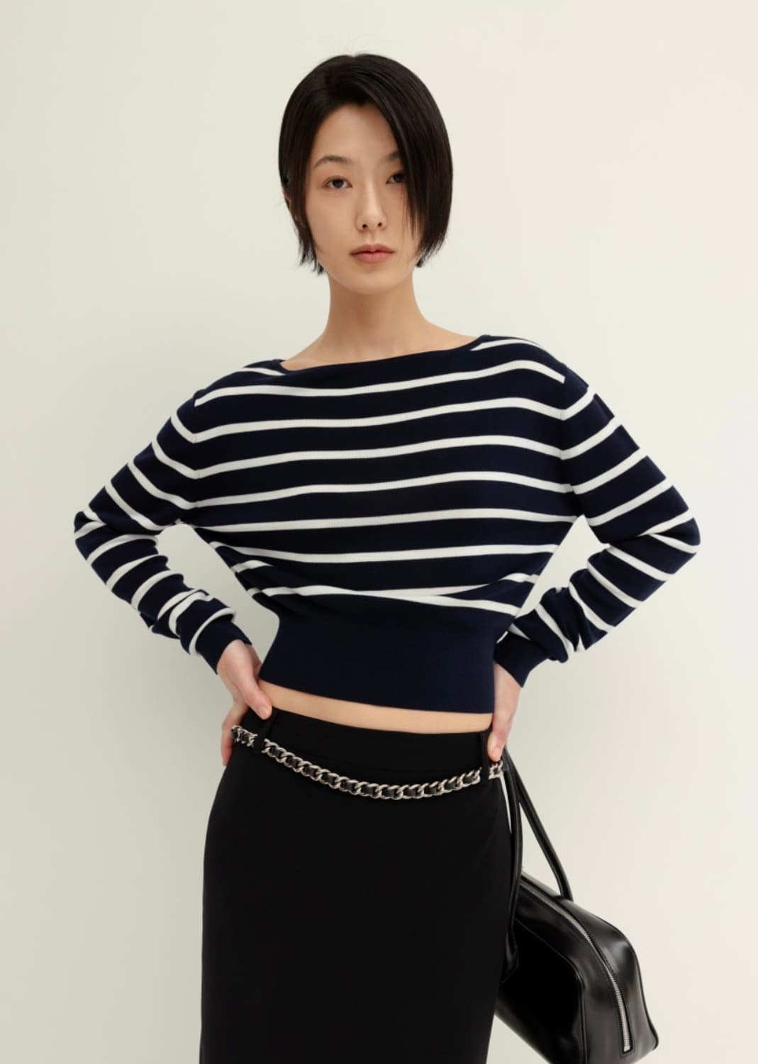 오르 실크 블랜드 풀오버 네이비 M 상품이미지2