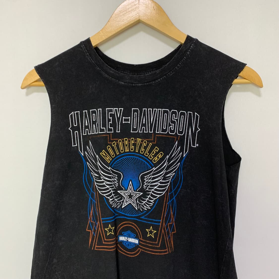 할리 데이비슨 빈티지 프린팅 슬리브리스 펑크 나시 M 상품이미지2