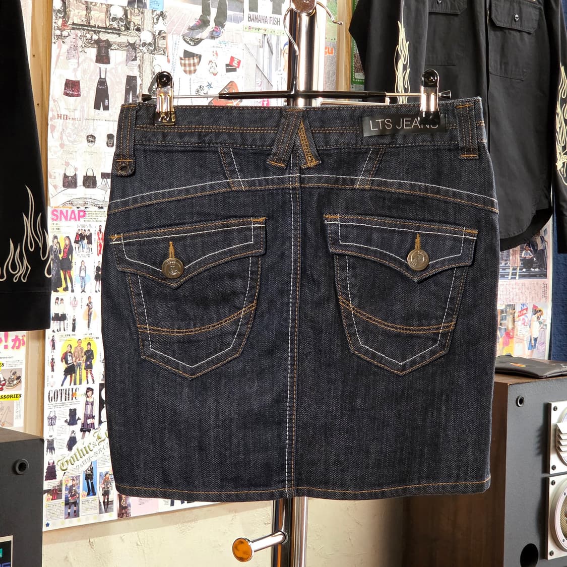 빈티지 백 포켓 생지 데님 미니 스커트 상품이미지1