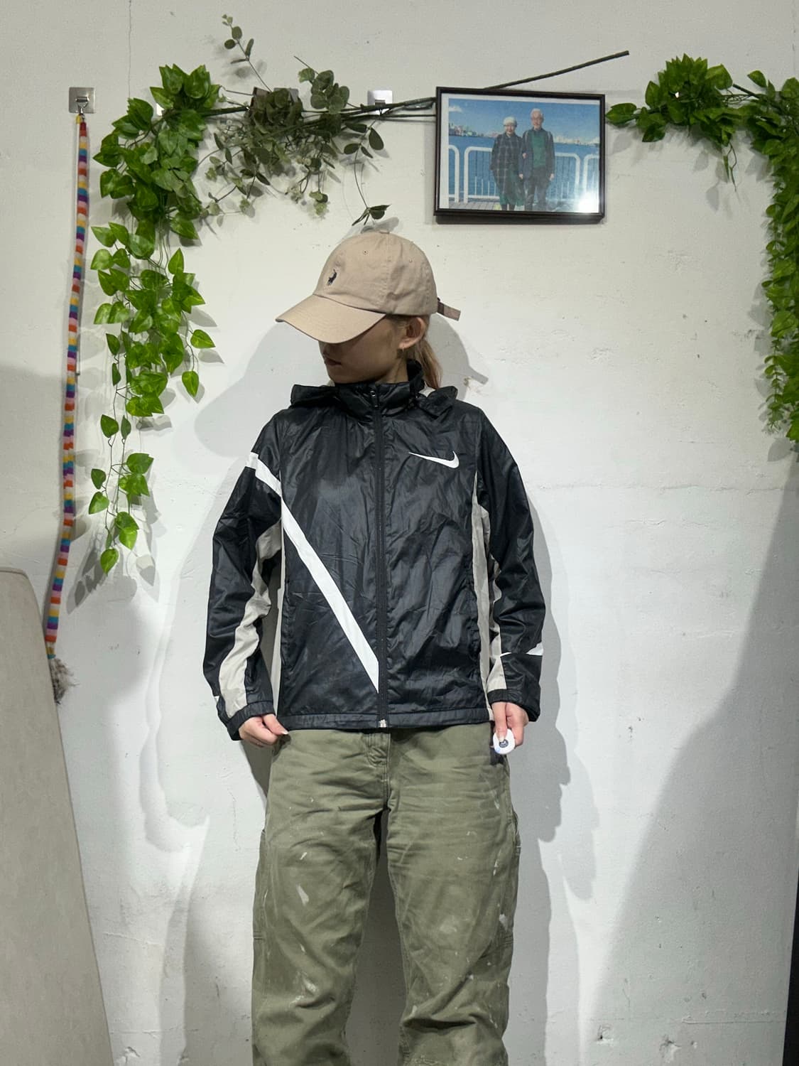 나이키 블랙 화이트 로고 바람막이 자켓 M 상품이미지2