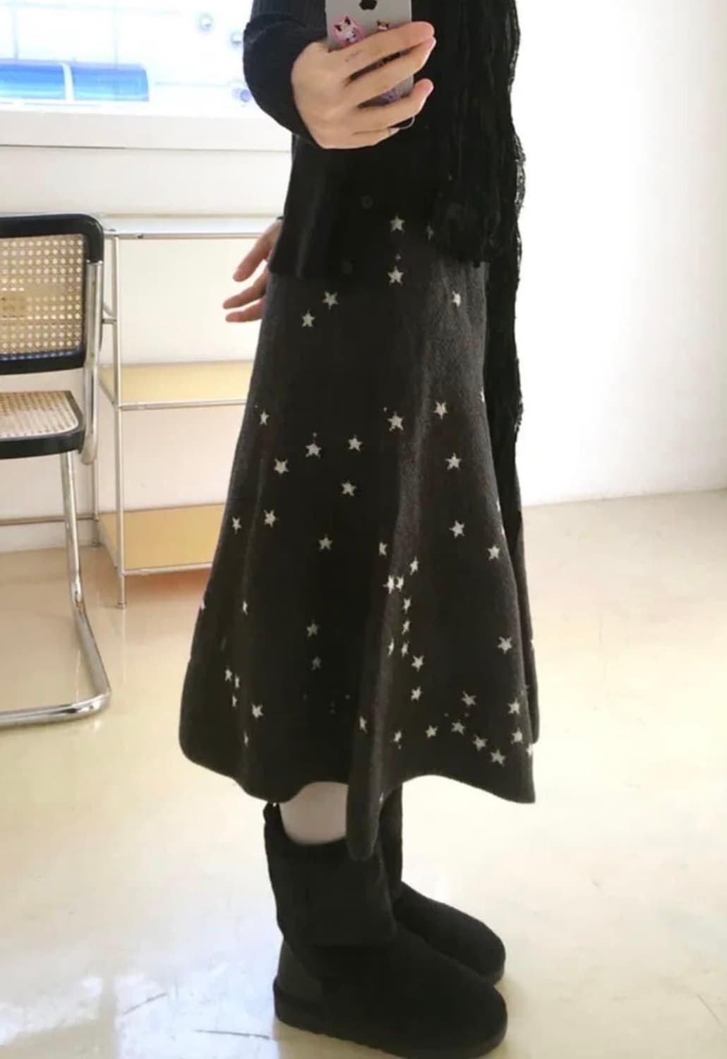 이즈이즈 나의나인 별 스커트 블랙 상품이미지1