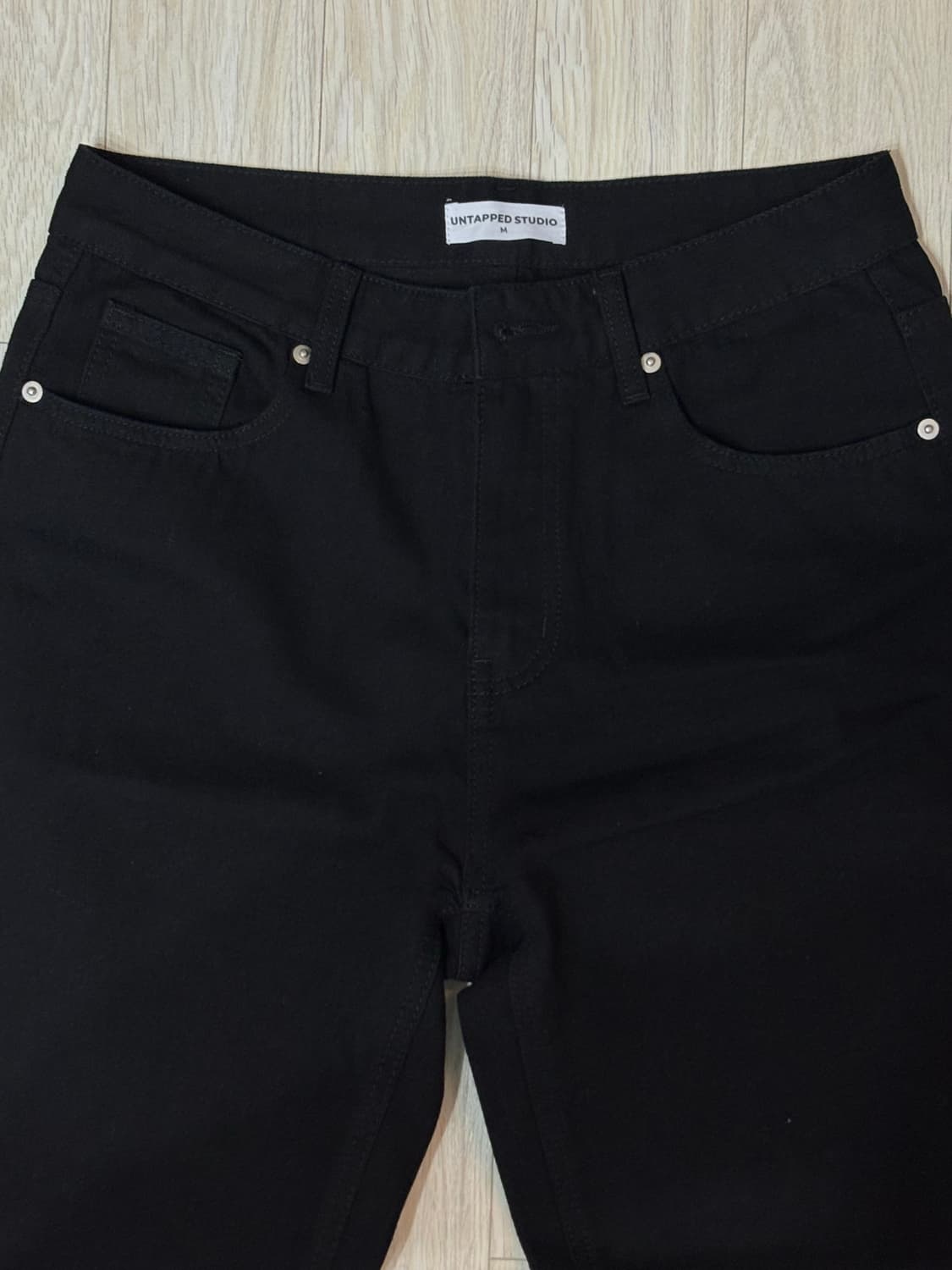 Untapped studio 빈티지 워싱 와이드 데님 블랙 M 상품이미지3