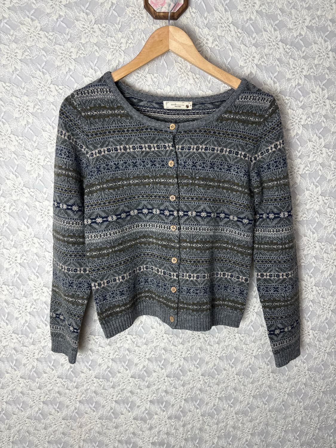 그레이 패턴 가디건 상품이미지5