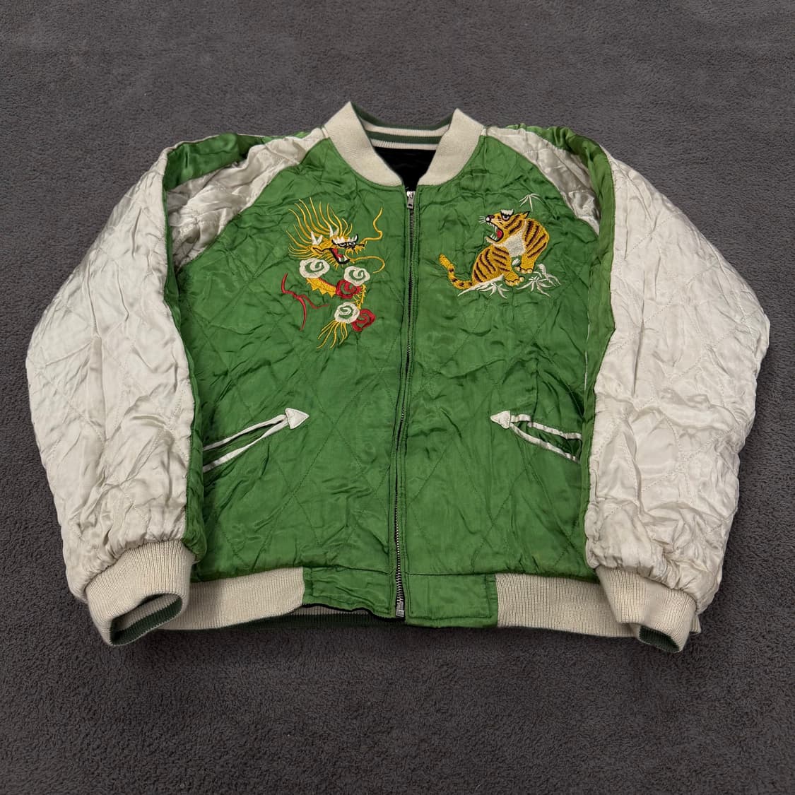 Jpn 일본 빈티지 리버시블 벨벳 용 자수 스카잔 자켓 상품이미지3