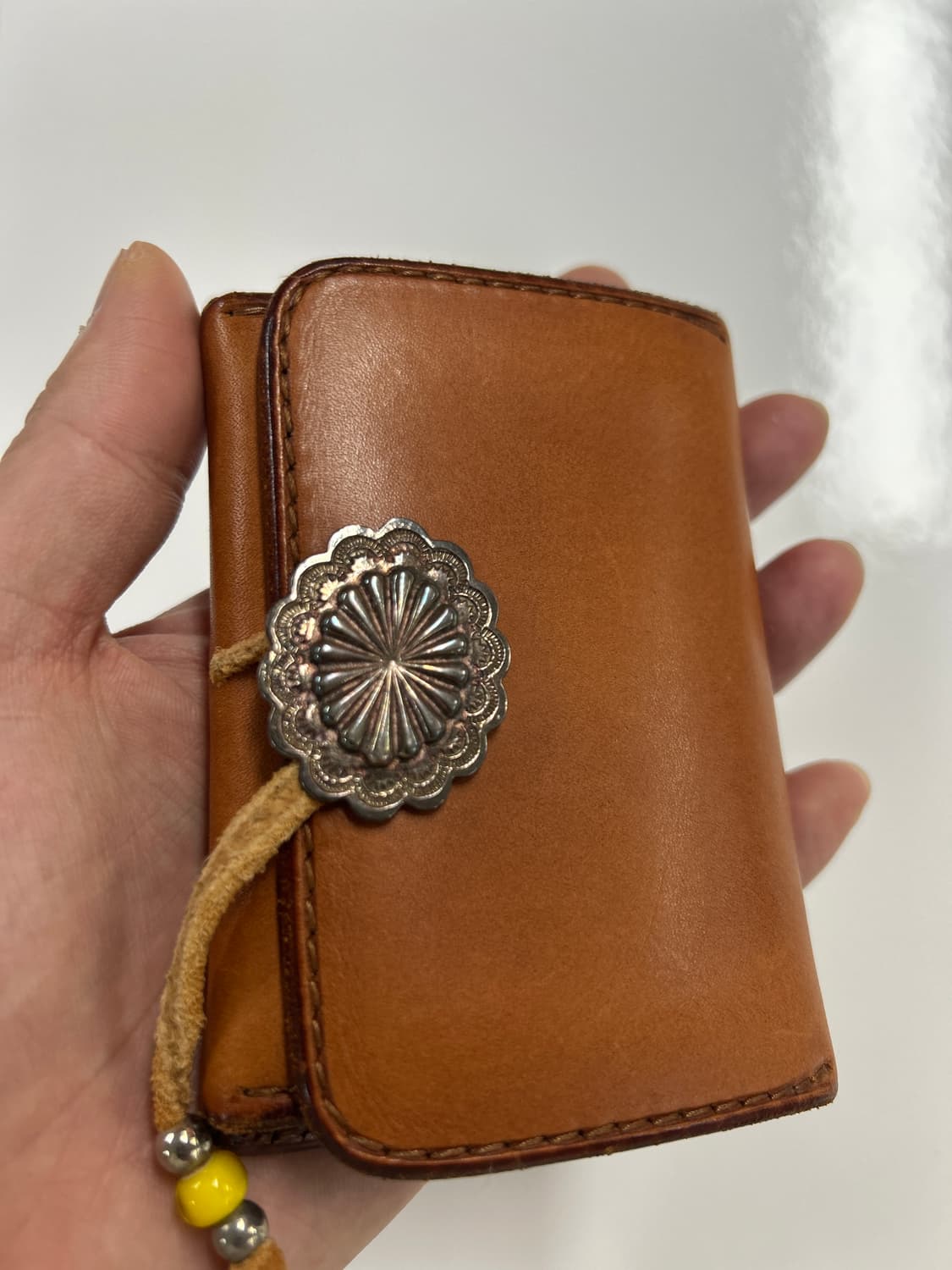 고로스 goros 레인보우 플라워콘초 브라운 새들레더 카드 지갑 상품이미지8