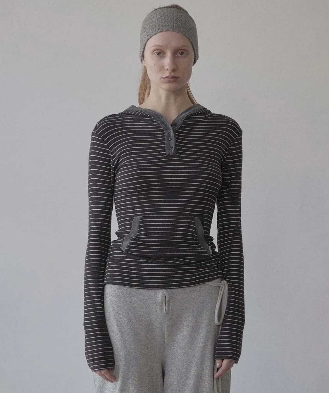 스컬프터 Stripe Hoodie Tee Charcoal 후드티 롱슬리브 상품이미지1