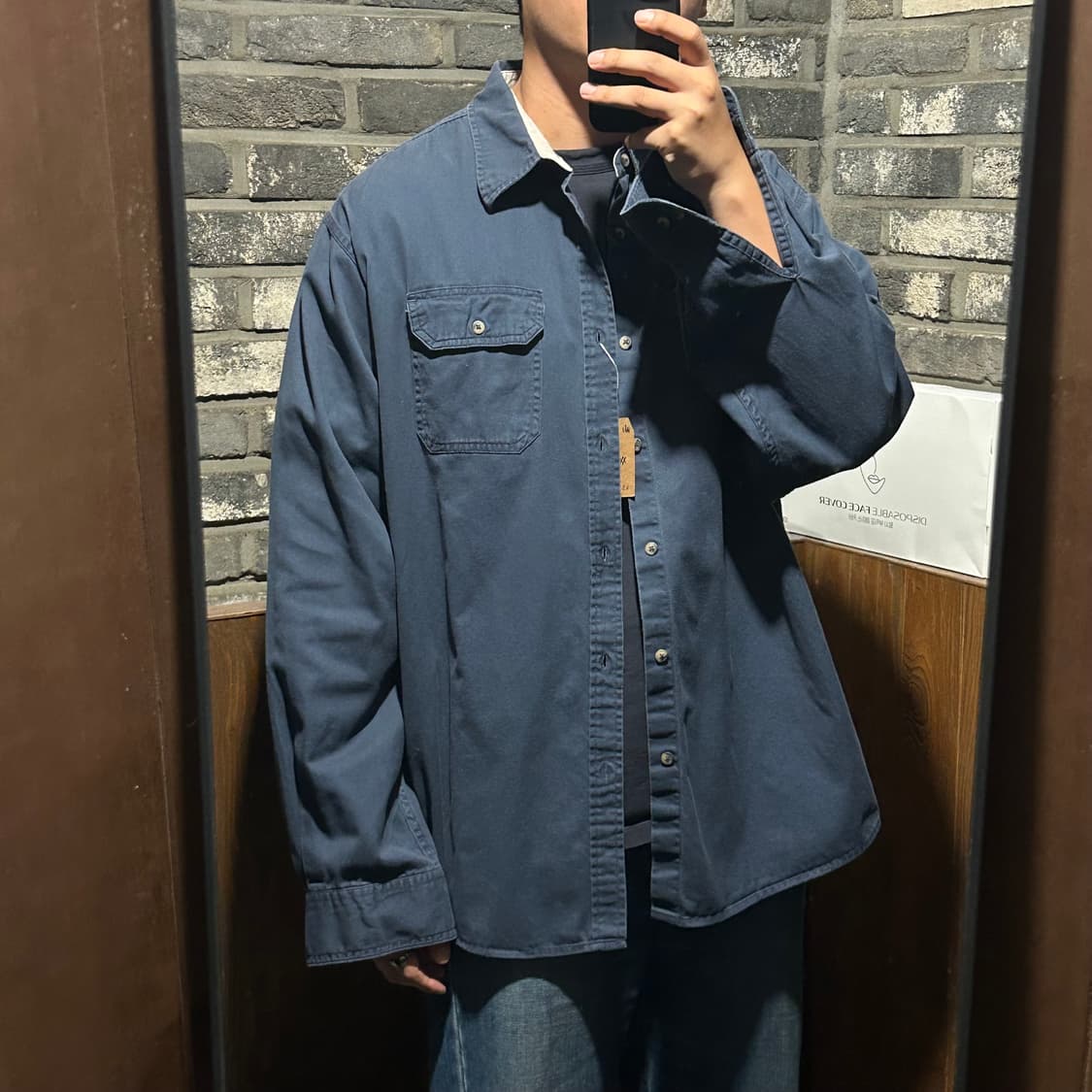 XXL) Wrangler 랭글러 투포켓 워크웨어 네이비 코튼 셔츠 W11 상품이미지7