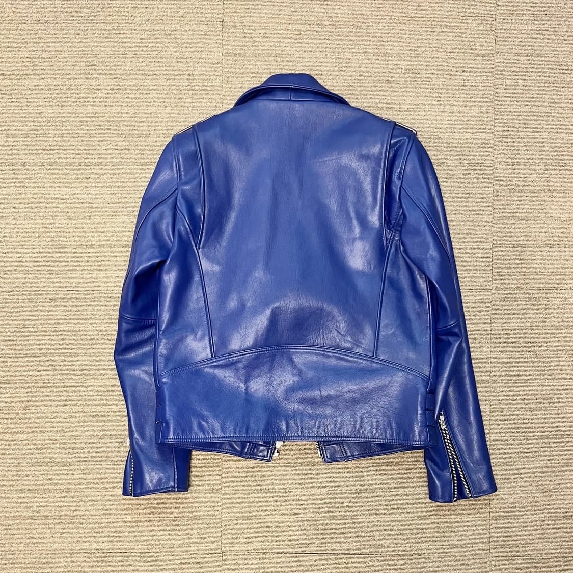 206옴므 블루 가죽 라이더 자켓 상품이미지2