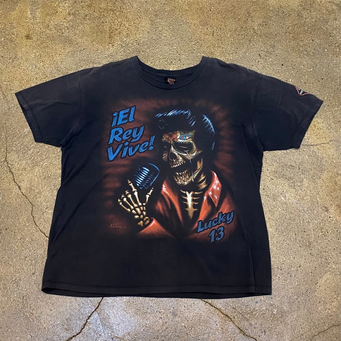 미국 빈티지 럭키13 스컬 해골 반팔티 락티셔츠 상품이미지1