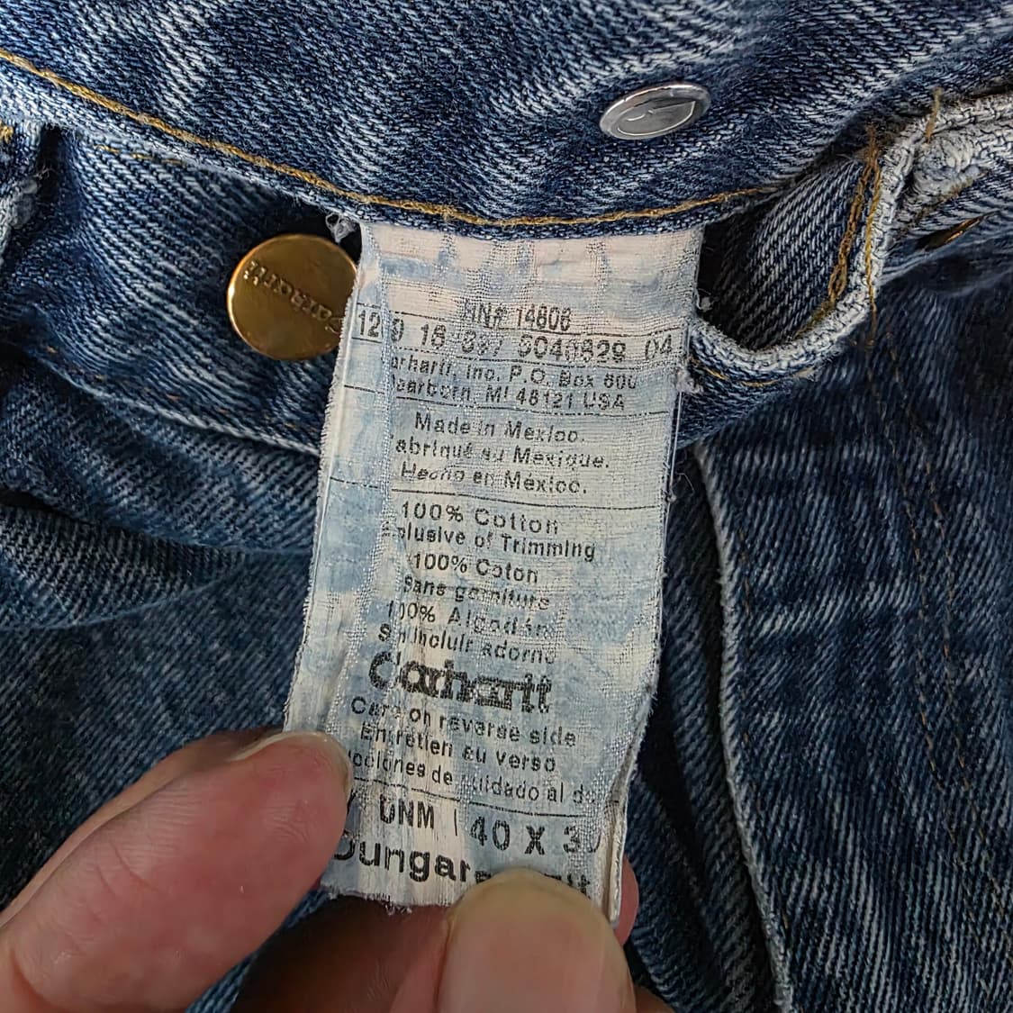 [40X30] 빈티지 칼하트 더블니 B07 DNM 데님팬츠 스테인 B14 상품이미지6