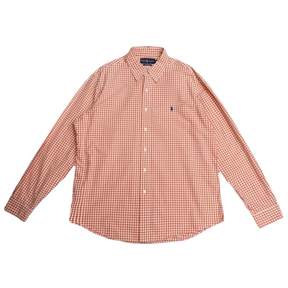 POLO 커스텀핏 오렌지 깅엄 셔츠 XL 상품이미지1