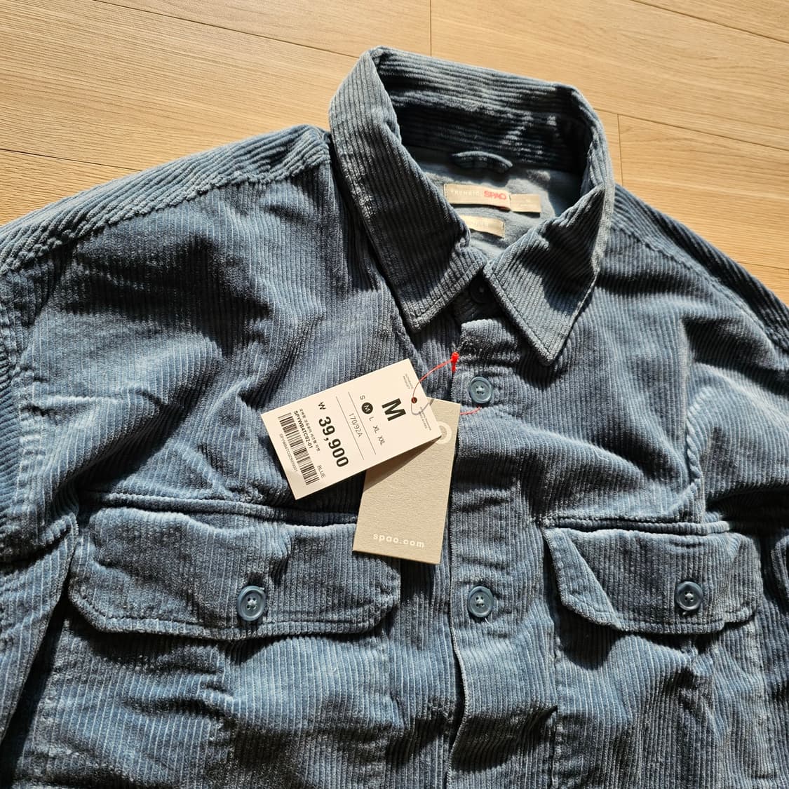 M 새제품) 체감 105 XL 스파오 골덴 남방 셔츠 자켓 그레이시블루 상품이미지4
