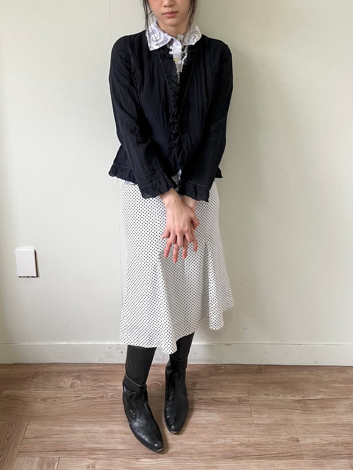 Kansai Bis 블랙 셔링 자켓 상품이미지7