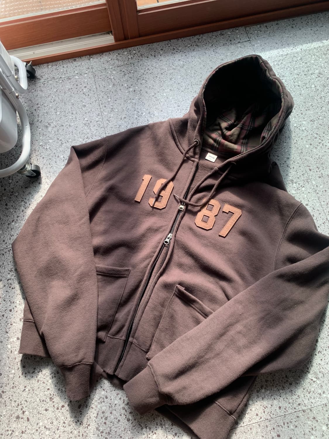 MMLG 체크패턴 후드집업 브라운 상품이미지1