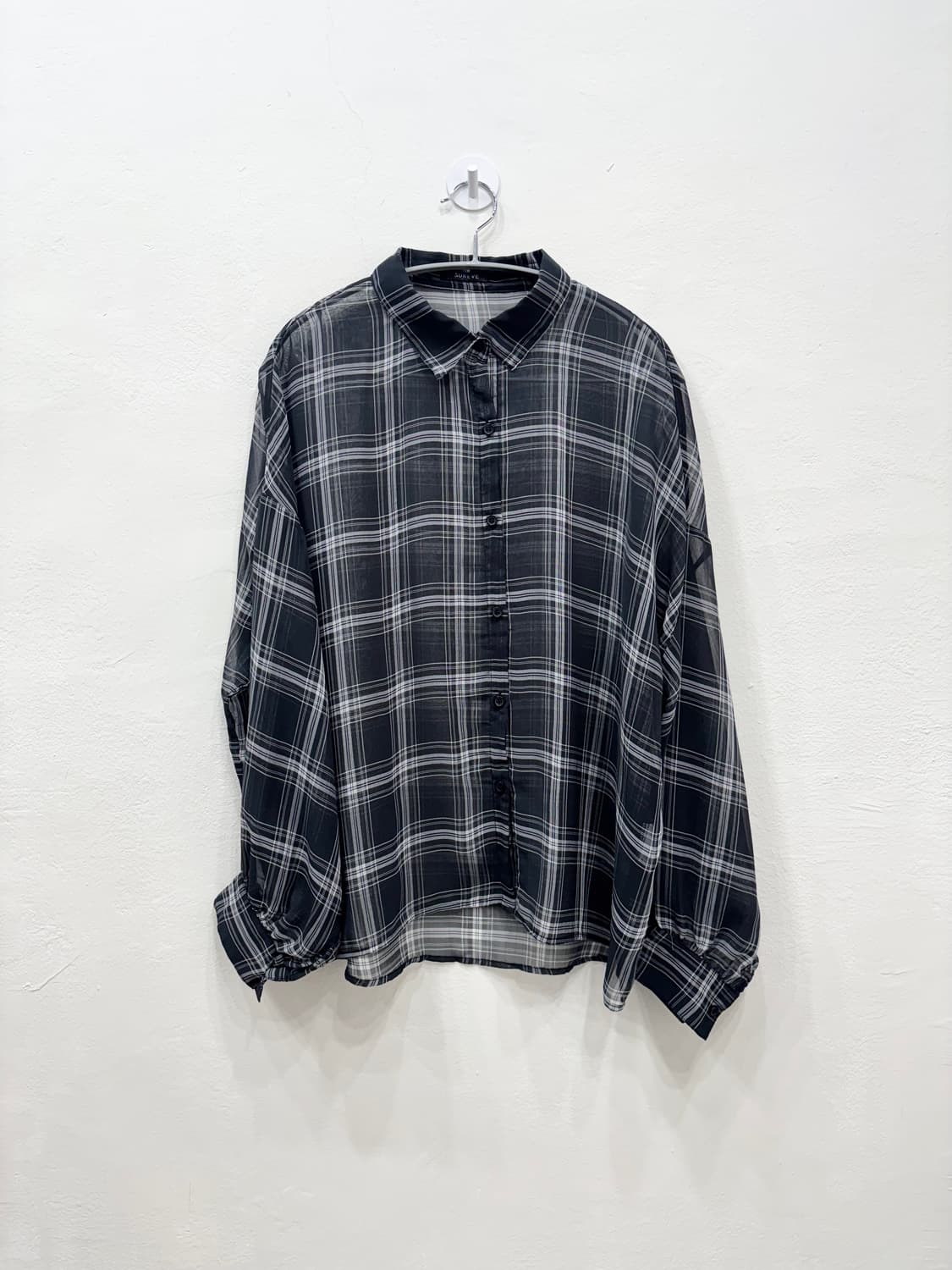 빈티지 체크 시스루 셔츠 상품이미지1