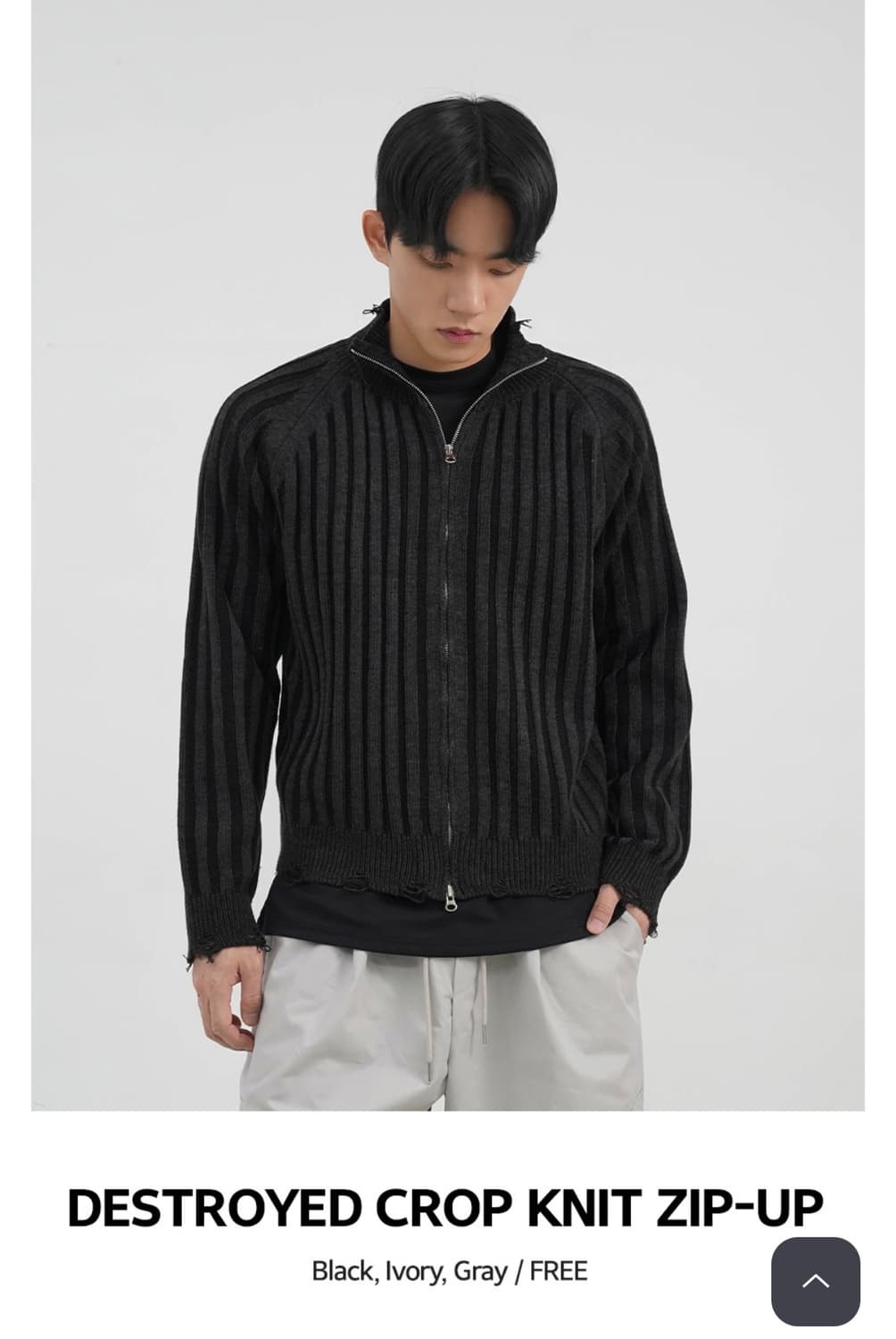 시미오 디스트로이드 크롭 니트 집업 상품이미지2