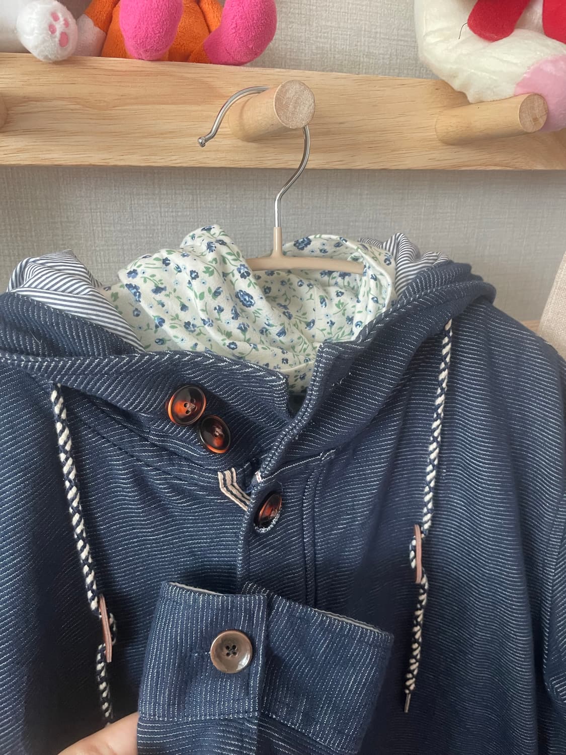 모리걸 빈티지 네이비 후드 자켓 💙🤎🖤 상품이미지4