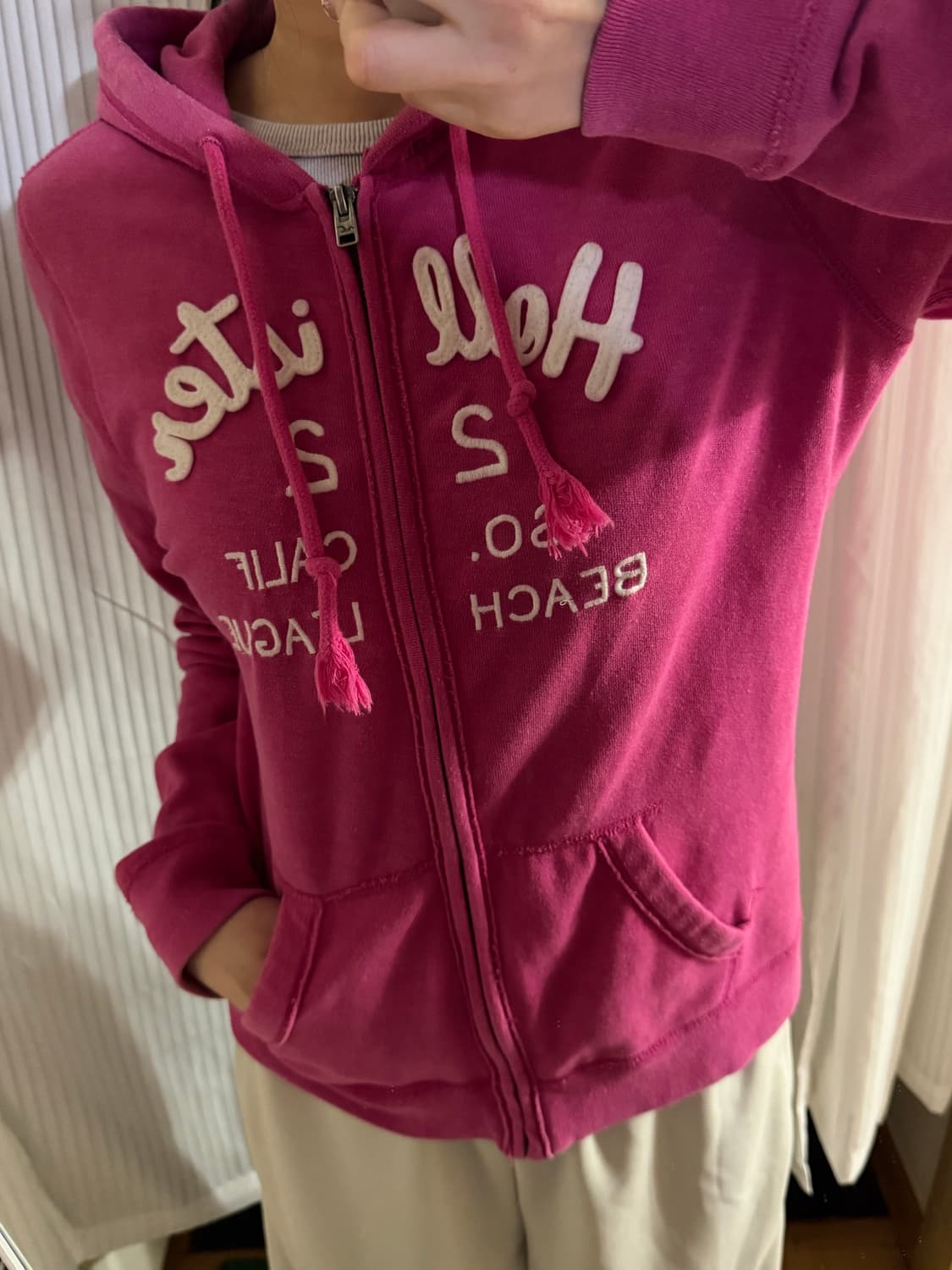 홀리스터 핑크 후드집업 L 상품이미지1