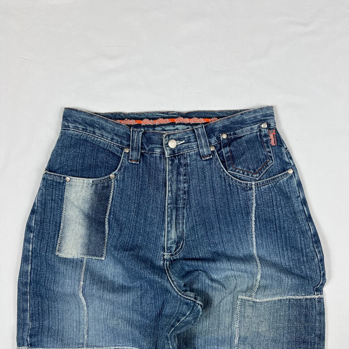 90‘s 펠레펠레 pelle pelle 패치워크 데님팬츠 청바지 상품이미지2