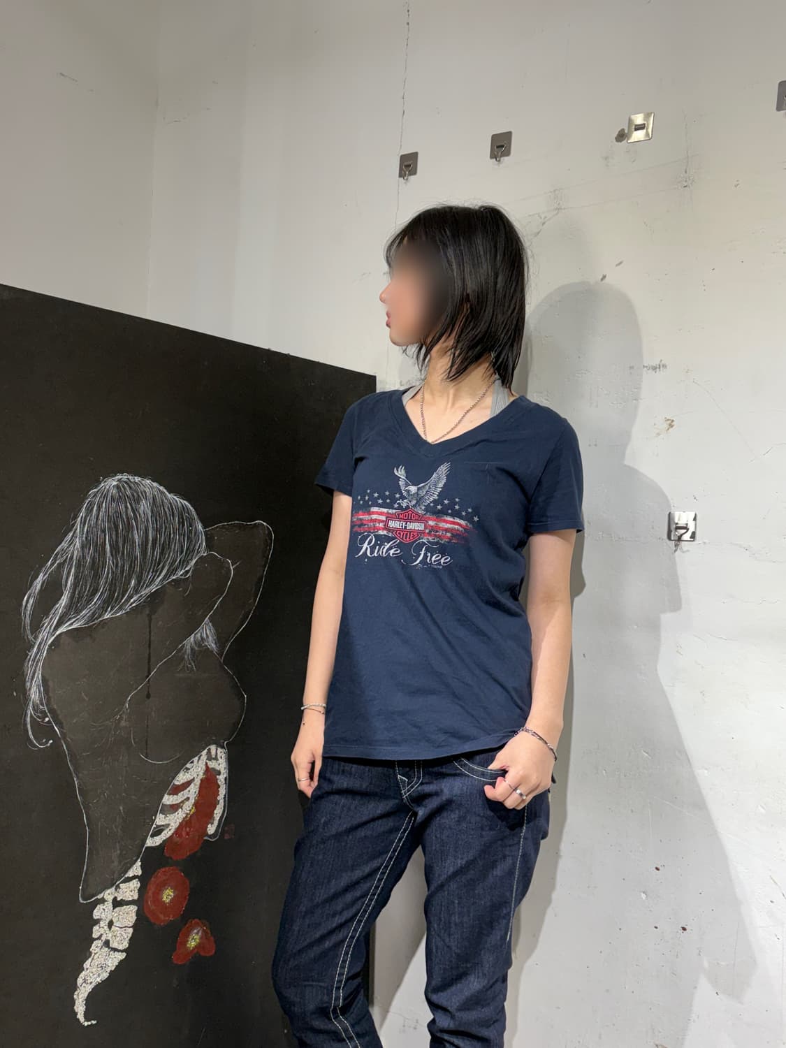 할리데이비슨 y2k 빅로고 성조기 독수리 프린팅 반팔 티셔츠 M 상품이미지1