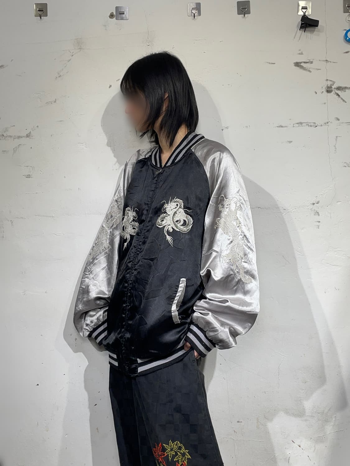 일본빈티지 오리엔탈 용 자수 빈티지 스카쟌 5L 상품이미지2