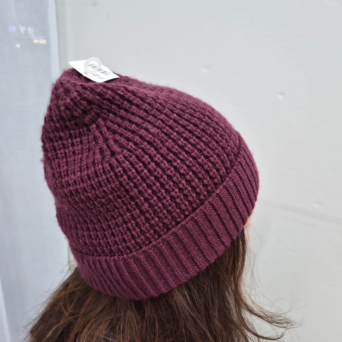 버건디 와플 롤업 니트 비니 남녀공용 상품이미지1