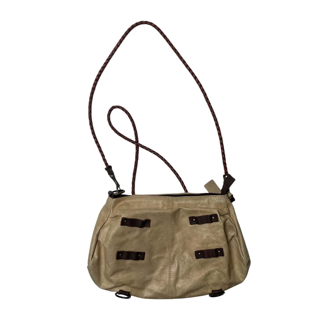 cuir jouer cube 아이보리 레더 백 상품이미지4