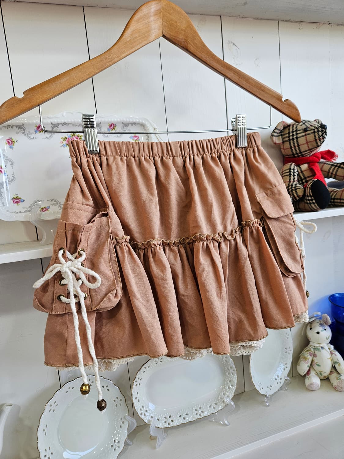 카라멜핑크 카고 큐롯 스커트팬츠 상품이미지2