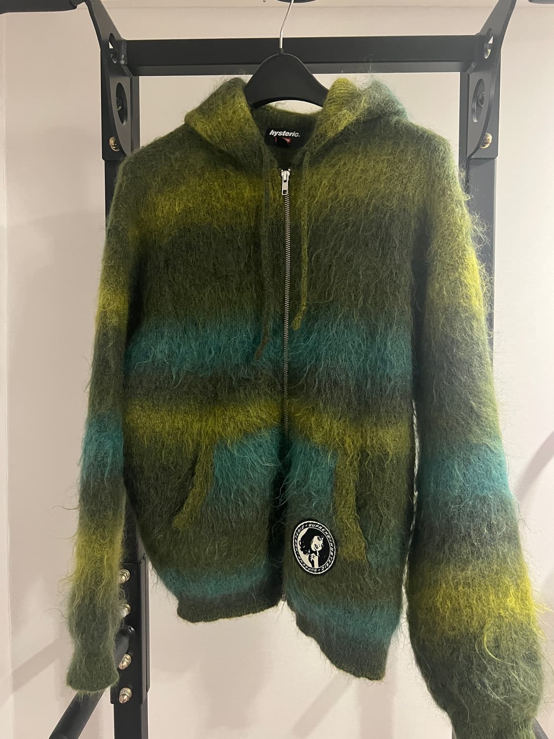 슈프림 X 히스테릭글래머 모헤어 집업후드 그린 상품이미지1