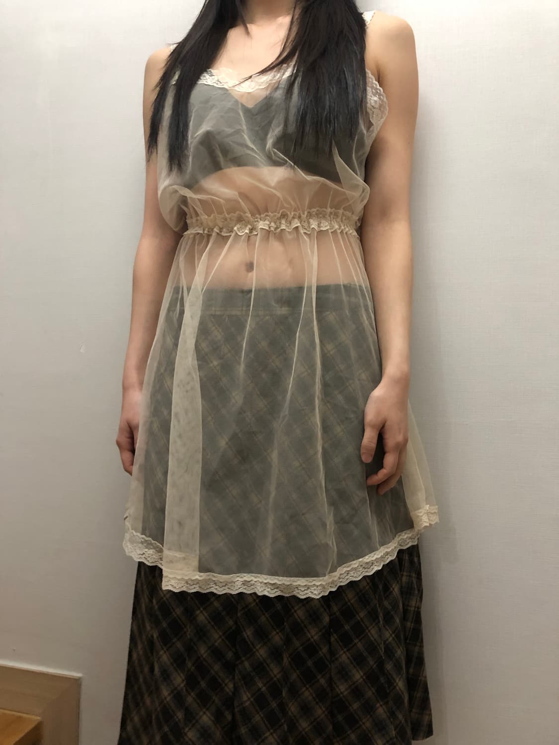 빈티지 아이보리 레이스 슬립 원피스 상품이미지2