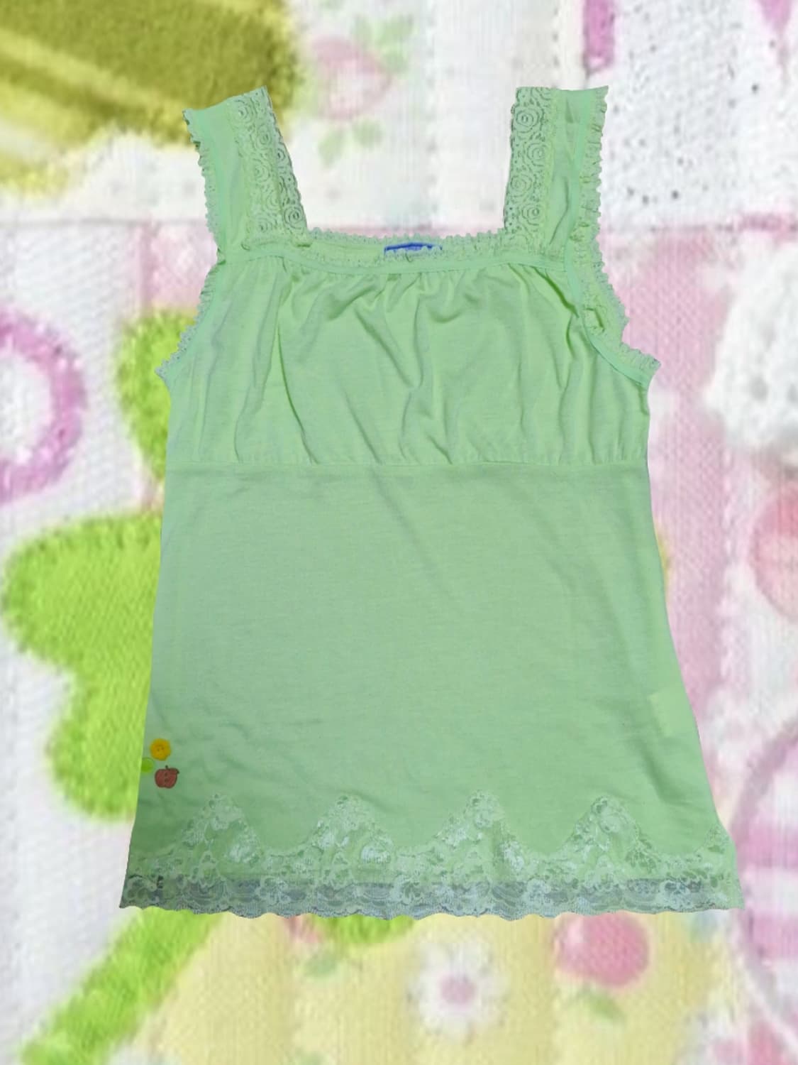 빈티지 모리걸 메로나 레이스 나시 블라우 슬리브리스 단추 상품이미지1