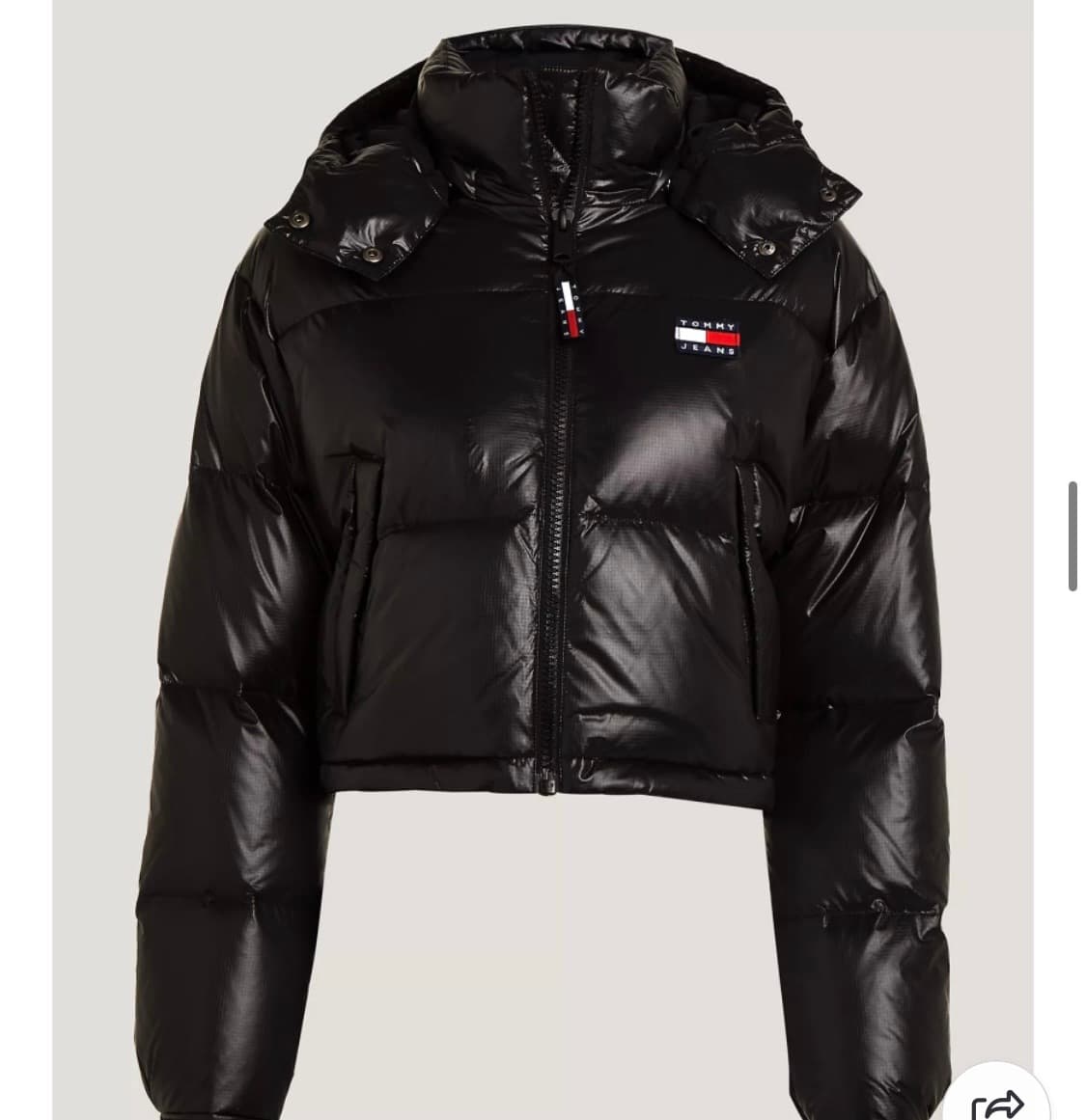 타미힐피거 여성글로시 유광 크롭푸퍼 패딩자켓 블랙 상품이미지1