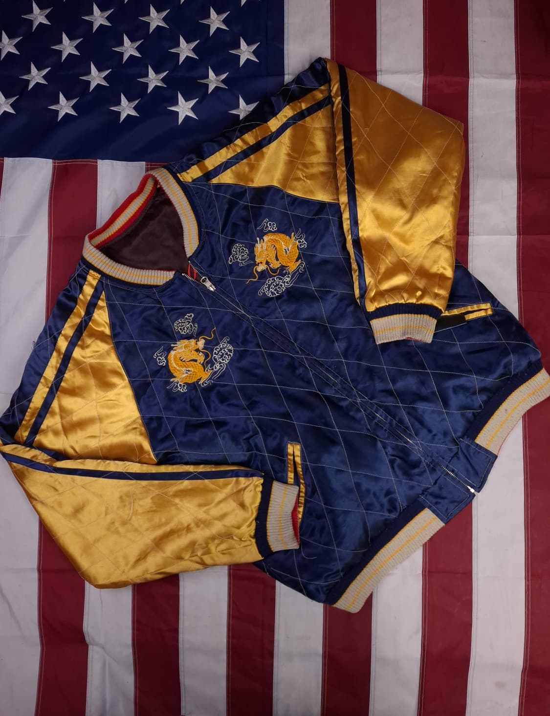 빈티지 JPN 타이거 드래곤 리버서블 스카쟌 상품이미지9