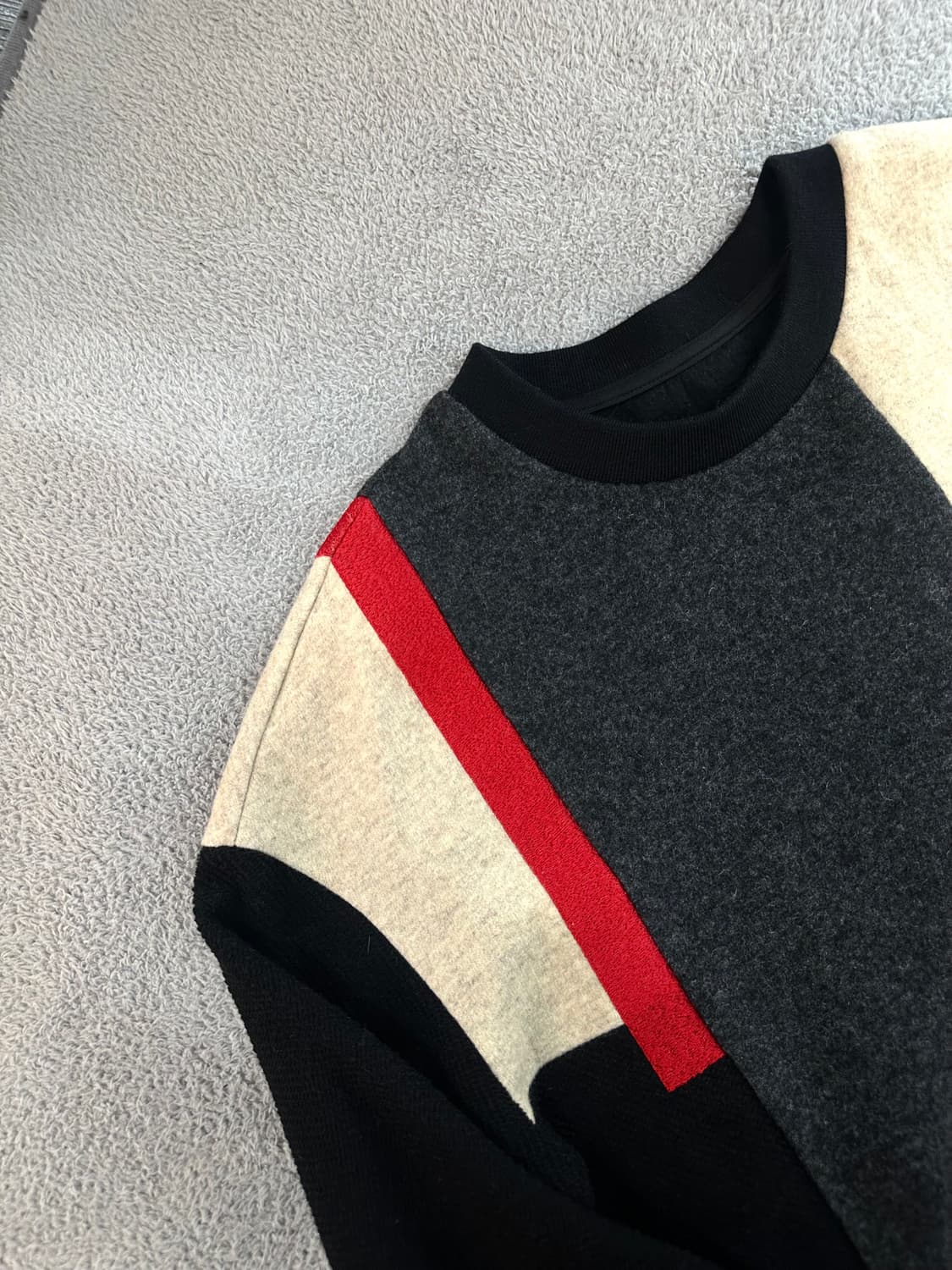 95~100/ 시스템옴므 배색 블럭 니트 오버핏 맨투맨 상품이미지5