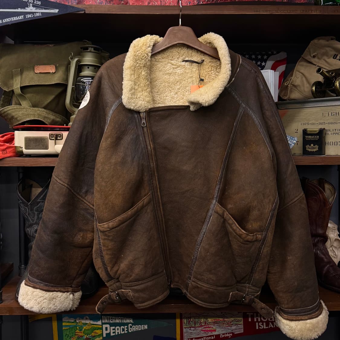 River Island 리얼 양가죽 레더 빈티지 무스탕 B-3 N136 상품이미지1