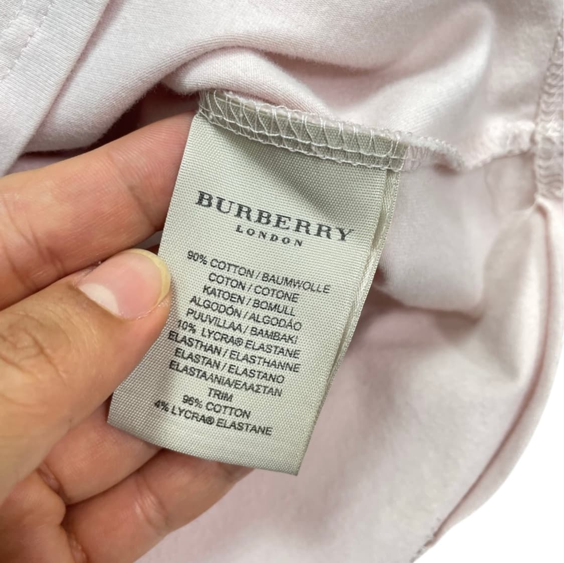 버버리 Burberry 연핑크 노바체크 숄더 브이넥 티셔츠 M 상품이미지3