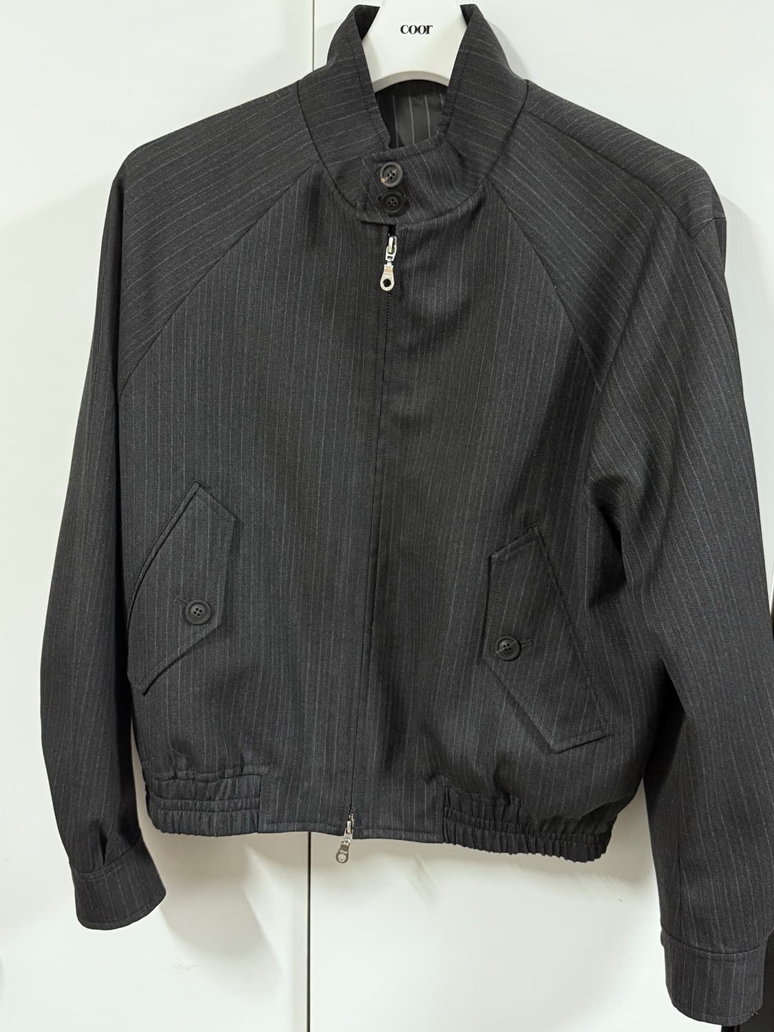 쿠어 스트라이프 울 블렌드 해링턴 자켓 상품이미지1